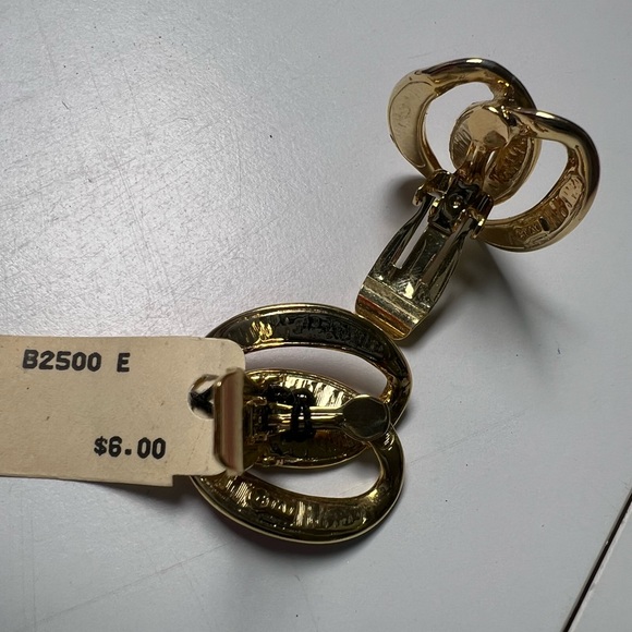 Vintage Joel Powell Designs Clip Earrings Gold/Red - Picture 4 of 6